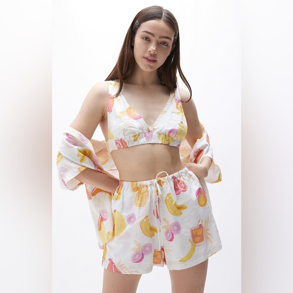 Charlie Holiday Paloma Crop Top Size XS Vacation Summer Spring Linen Bralette